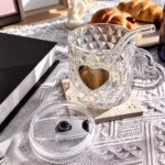 Diamond Heart Glass Mug with Straw
