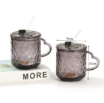 Diamond Heart Glass Mug with Straw - Image 3