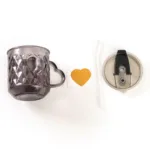 Diamond Heart Glass Mug with Straw - Image 2