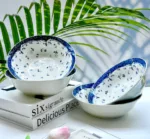 7-Inch Blue Mini Floral Ceramic Bowl