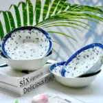 7-Inch Blue Mini Floral Ceramic Bowl