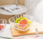 Square Wheat Pattern Glass Serving Bowl