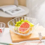 Square Wheat Pattern Glass Serving Bowl