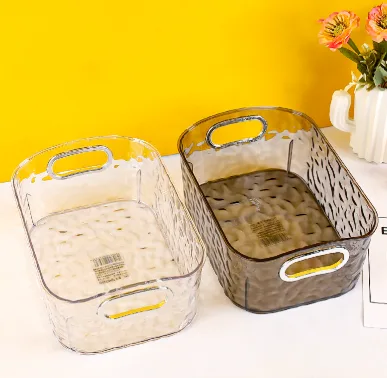 Textured Plastic Storage Basket with Handles