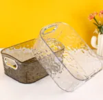 Textured Plastic Storage Basket with Handles - Image 2