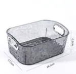 Textured Plastic Storage Basket with Handles - Image 3